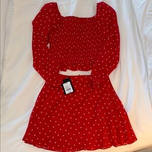 Red Polka Dot Long Sleeve Dress